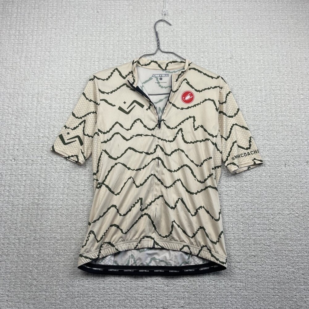 Castelli Cycling Full Zip Jersey Short Sleeve Size M Military Desert Print Tech
